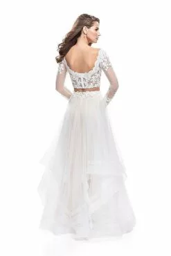 La Femme - 25300 Two-Piece Illusion Appliqued Bodice Tulle Gown -Wedding Dresses shop online la femme 25300 two piece illusion appliqued bodice tulle gown special occasion dress 5512104476729
