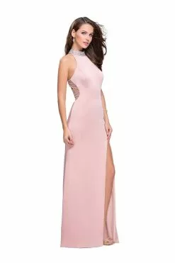 La Femme - 25767 Beaded High Halter Jersey Sheath Dress -Wedding Dresses shop online la femme 25767 beaded high halter jersey sheath dress special occasion dress 5512136327225