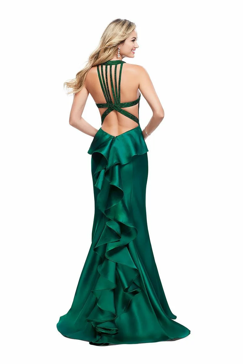 La Femme - 25838 Sleeveless High Halter Ruffled Mermaid Gown 7 La Femme - 25838 Sleeveless High Halter Ruffled Mermaid Gown - Image 5