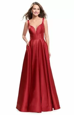 La Femme - 26015 Plunging Sweetheart Mikado A-line Dress 8 La Femme - 26015 Plunging Sweetheart Mikado A-line Dress -Wedding Dresses shop online la femme 26015 plunging sweetheart mikado a line dress special occasion dress 00 deep red 5513847865401