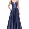 La Femme - 26015 Plunging Sweetheart Mikado A-line Dress -Wedding Dresses shop online la femme 26015 plunging sweetheart mikado a line dress special occasion dress 00 navy 5513847799865