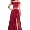 La Femme - 26919 Two-Piece Sleek Off Shoulder High Slit Gown