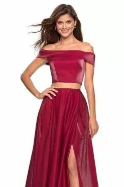 La Femme - 26919 Two-Piece Sleek Off Shoulder High Slit Gown -Wedding Dresses shop online la femme 26919 two piece sleek off shoulder high slit gown special occasion dress 29052427599955