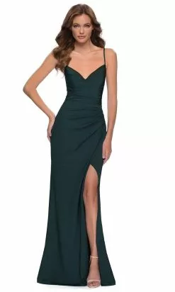 La Femme - 29615 Sleeveless V Neck Jersey Trumpet Dress 12 La Femme - 29615 Sleeveless V Neck Jersey Trumpet Dress -Wedding Dresses shop online la femme 29615 sleeveless v neck jersey trumpet dress prom dresses 00 emerald 15608961859667