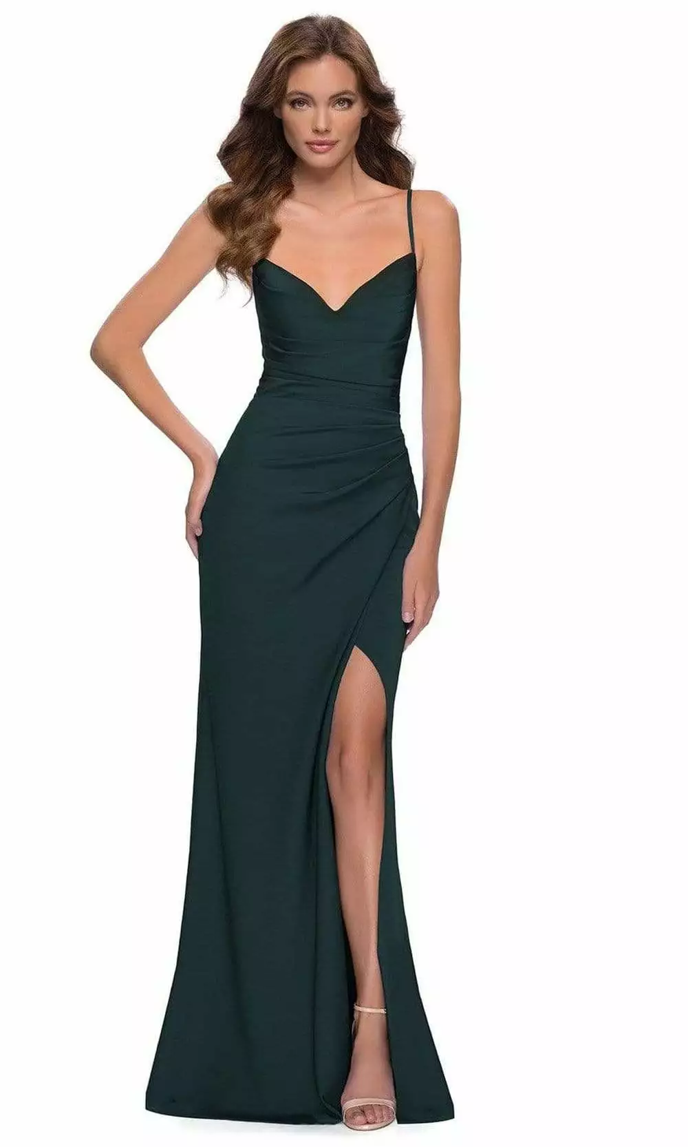 La Femme - 29615 Sleeveless V Neck Jersey Trumpet Dress 6 La Femme - 29615 Sleeveless V Neck Jersey Trumpet Dress - Image 4