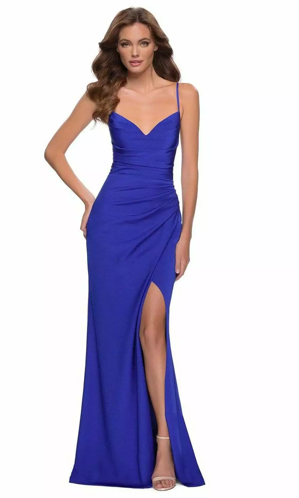 La Femme - 29615 Sleeveless V Neck Jersey Trumpet Dress 3 La Femme - 29615 Sleeveless V Neck Jersey Trumpet Dress