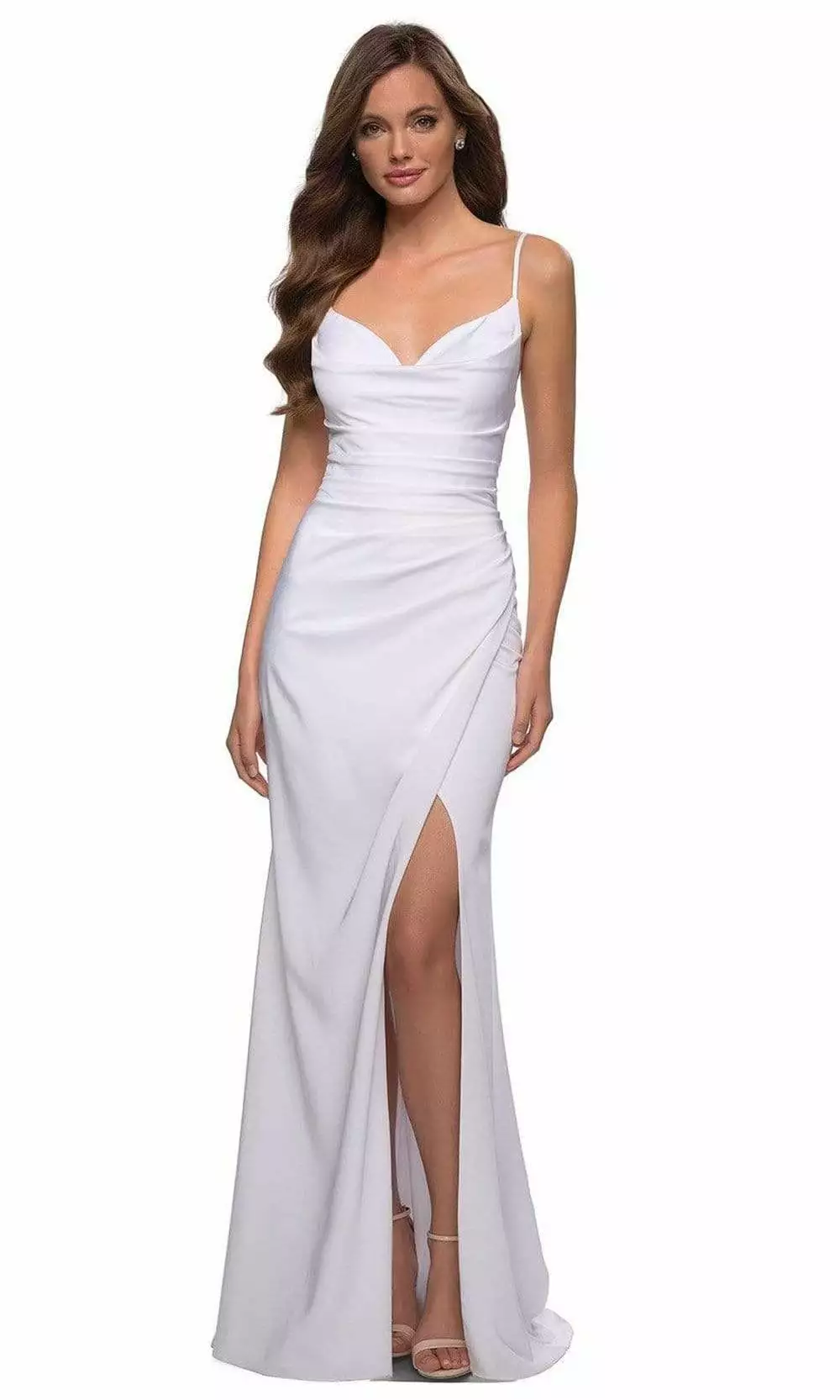 La Femme - 29615 Sleeveless V Neck Jersey Trumpet Dress 7 La Femme - 29615 Sleeveless V Neck Jersey Trumpet Dress - Image 5