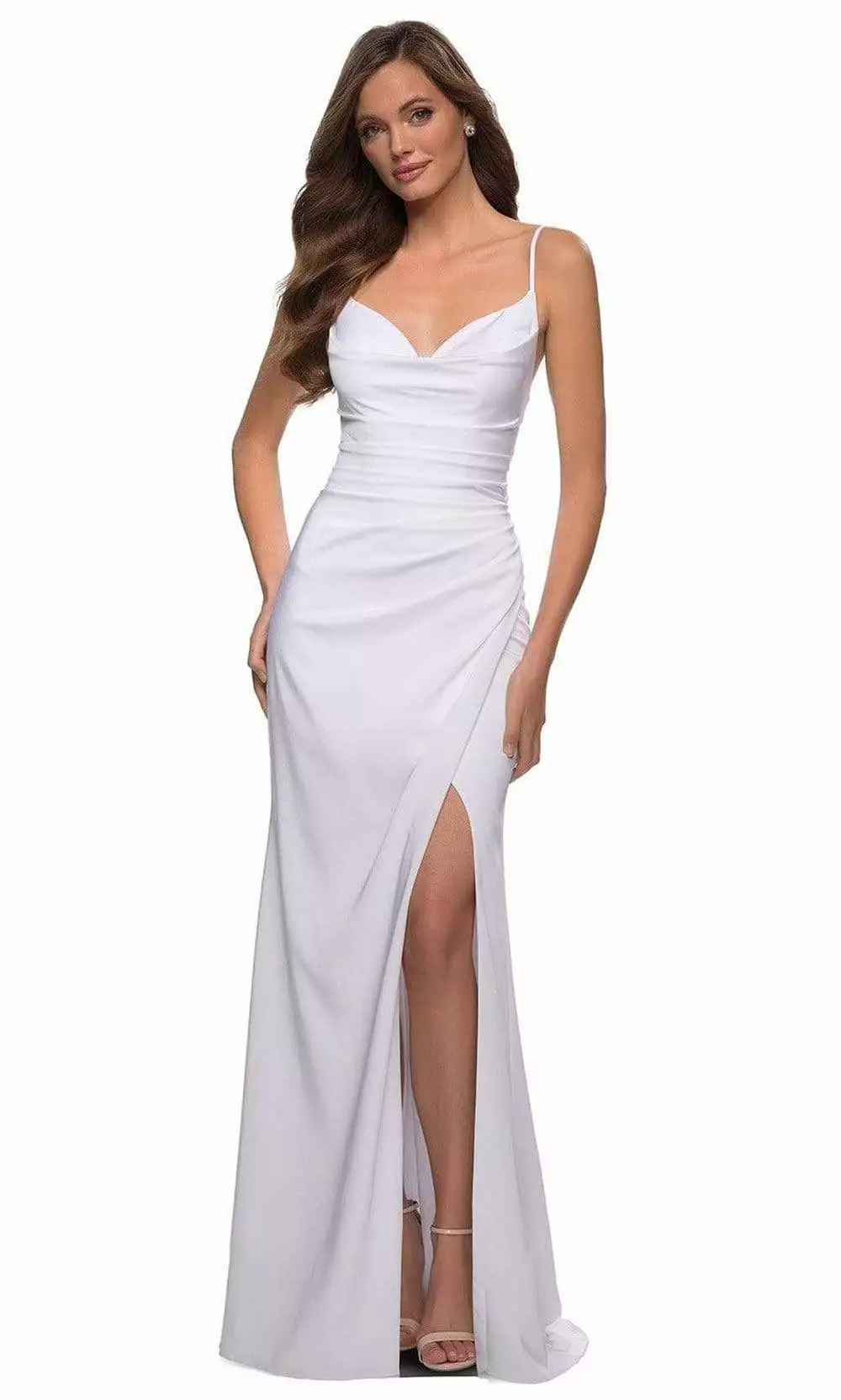 La Femme - 29615 Sleeveless V Neck Jersey Trumpet Dress 9 La Femme - 29615 Sleeveless V Neck Jersey Trumpet Dress - Image 7