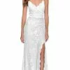 La Femme - 29939 Lace Scalloped V Neck Sheath Dress