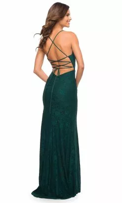 La Femme - 29939 Lace Scalloped V Neck Sheath Dress -Wedding Dresses shop online la femme 29939 lace scalloped v neck sheath dress prom dresses 31758176485459