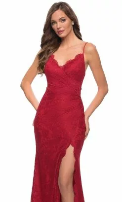 La Femme - 29939 Lace Scalloped V Neck Sheath Dress -Wedding Dresses shop online la femme 29939 lace scalloped v neck sheath dress prom dresses 31758176518227