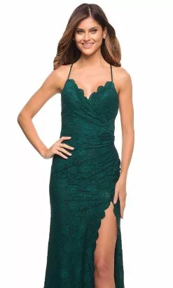 La Femme - 29939 Lace Scalloped V Neck Sheath Dress -Wedding Dresses shop online la femme 29939 lace scalloped v neck sheath dress prom dresses 31758176550995