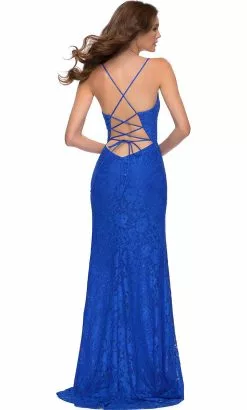 La Femme - 29939 Lace Scalloped V Neck Sheath Dress -Wedding Dresses shop online la femme 29939 lace scalloped v neck sheath dress prom dresses 31758176780371