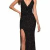 La Femme - 30376 Sequin Cowl V-Neck Gown -Wedding Dresses shop online la femme 30376 sequin cowl v neck gown prom dresses 00 black 29553890164819