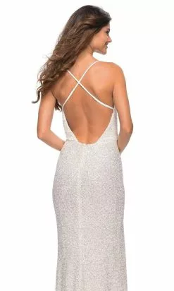 La Femme - 30376 Sequin Cowl V-Neck Gown -Wedding Dresses shop online la femme 30376 sequin cowl v neck gown special occasion dress 29402349764691