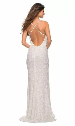 La Femme - 30376 Sequin Cowl V-Neck Gown -Wedding Dresses shop online la femme 30376 sequin cowl v neck gown special occasion dress 29402349895763