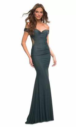 La Femme - 30449 Off Shoulder Jersey Gown 28 La Femme - 30449 Off Shoulder Jersey Gown -Wedding Dresses shop online la femme 30449 off shoulder jersey gown special occasion dress 00 dark emerald 29418677239891
