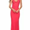 La Femme - 30603 Cowl Neck Fitted Minimalist Gown -Wedding Dresses shop online la femme 30603 cowl neck fitted minimalist gown prom dresses 00 hot coral 29558808674387