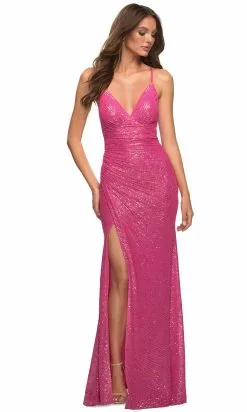 La Femme 30607 - V-Neck Empire Evening Dress -Wedding Dresses shop online la femme 30607 v neck empire evening dress special occasion dress 29600815186003