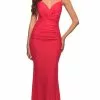 La Femme 30611 - Knot Style Sheath Gown 2 La Femme 30611 - Knot Style Sheath Gown -Wedding Dresses shop online la femme 30611 knot style sheath gown special occasion dress 00 hot coral 29600680411219
