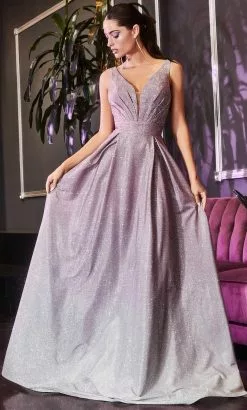 Ladivine 9174 - Ombre Plunging V-Neck Evening Gown