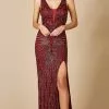 Lara Dresses - 29528 Beaded High Slit Sheath Gown 1 Lara Dresses - 29528 Beaded High Slit Sheath Gown -Wedding Dresses shop online lara dresses 29528 beaded high slit sheath gown evening dresses 0 wine 28496923131987