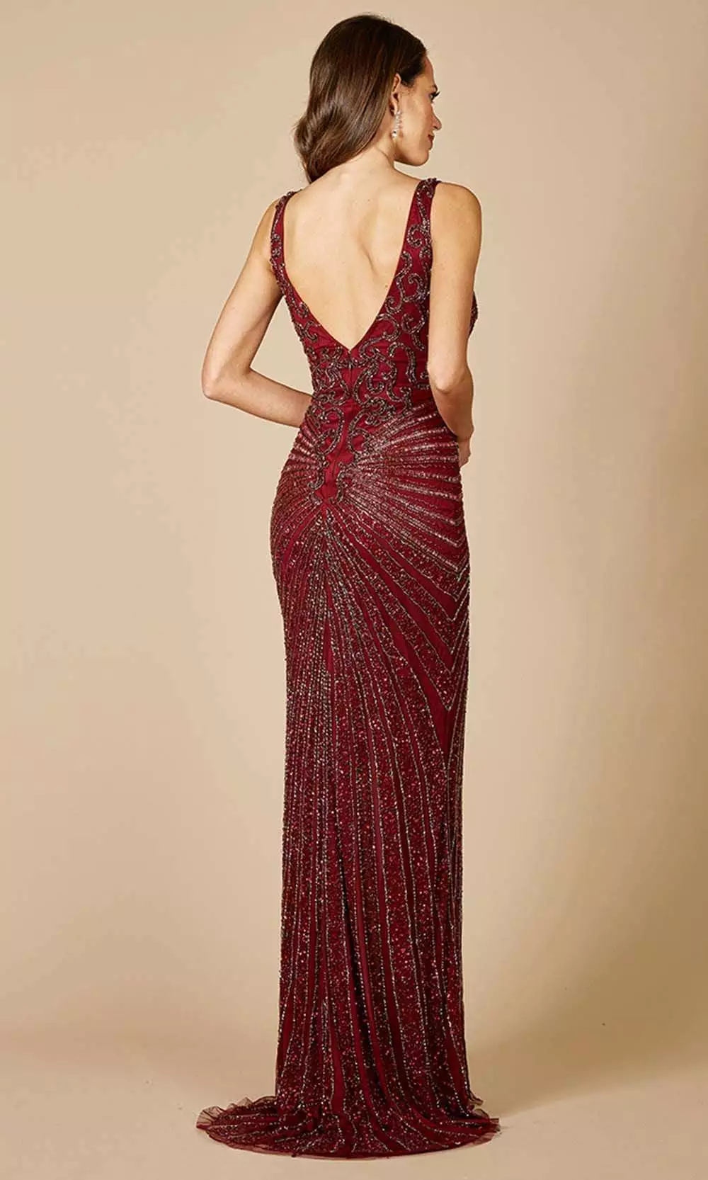 Lara Dresses - 29528 Beaded High Slit Sheath Gown 4 Lara Dresses - 29528 Beaded High Slit Sheath Gown - Image 2