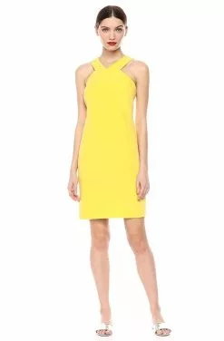 Laundry - HP02W03 V Neck Halter Strap Bodycon Cocktail Dress -Wedding Dresses shop online laundry hp02w03 v neck halter strap bodycon cocktail dress party dresses 0 yellow 14202148585555
