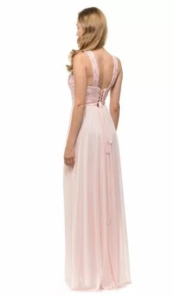Lenovia - 5191 Beaded And Lace Halter Chiffon A-line Dress -Wedding Dresses shop online lenovia 5191 beaded and lace halter chiffon a line dress special occasion dress 6164158054457