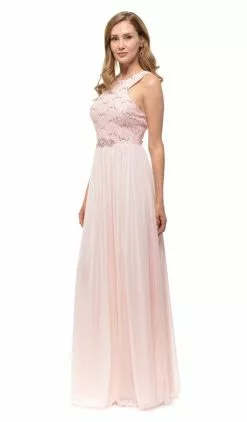 Lenovia - 5191 Beaded And Lace Halter Chiffon A-line Dress -Wedding Dresses shop online lenovia 5191 beaded and lace halter chiffon a line dress special occasion dress 6164158939193