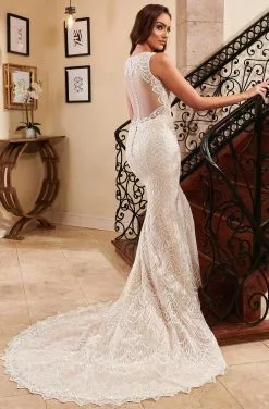 Lo'Adoro Bridal By Rachel Allan - M753 Sheer Neckline Mermaid Gown -Wedding Dresses shop online lo adoro bridal by rachel allan m753 sheer neckline mermaid gown wedding dresses 14156806029395