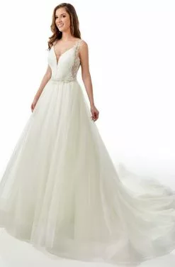 Lo'Adoro Bridal By Rachel Allan - M756 Plunging V-Neck Ruched Gown