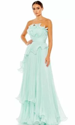 Mac Duggal 49537 - Ruffled Strapless A-Line Prom Gown -Wedding Dresses shop online mac duggal 49537 ruffled strapless a line prom gown prom dresses 0 mint 31469824540755
