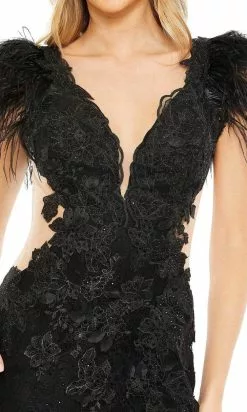 Mac Duggal 67782 - Feather And Floral Evening Gown -Wedding Dresses shop online mac duggal 67782 feather and floral evening gown prom dresses 31487376785491