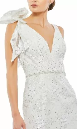 Mac Duggal Evening - 79337D Plunging Neck Sequined Midi Dress -Wedding Dresses shop online mac duggal evening 79337d plunging neck sequined midi dress cocktail dresses 28560600531027