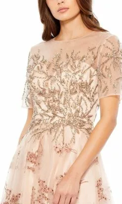Mac Duggal - Short Sleeve A-Line Evening Dress 79317D - 1 Pc Champagne In Size 14 Available -Wedding Dresses shop online mac duggal short sleeve a line evening dress 79317d 1 pc champagne in size 14 available prom dresses 14 champagne 32350840193107