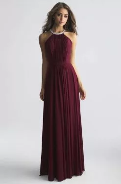 Madison James - 18-724 Halter Style Drape Chiffon A Line Dress -Wedding Dresses shop online madison james 18 724 halter style drape chiffon a line dress special occasion dress 2 wine 13746891259987