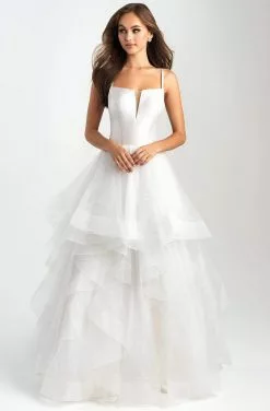 Madison James - 20-312 Square Tiered Ruffle A-Line Dress