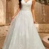 Mary's Bridal - MB3124 V Neck Lace A-line Bridal Dress