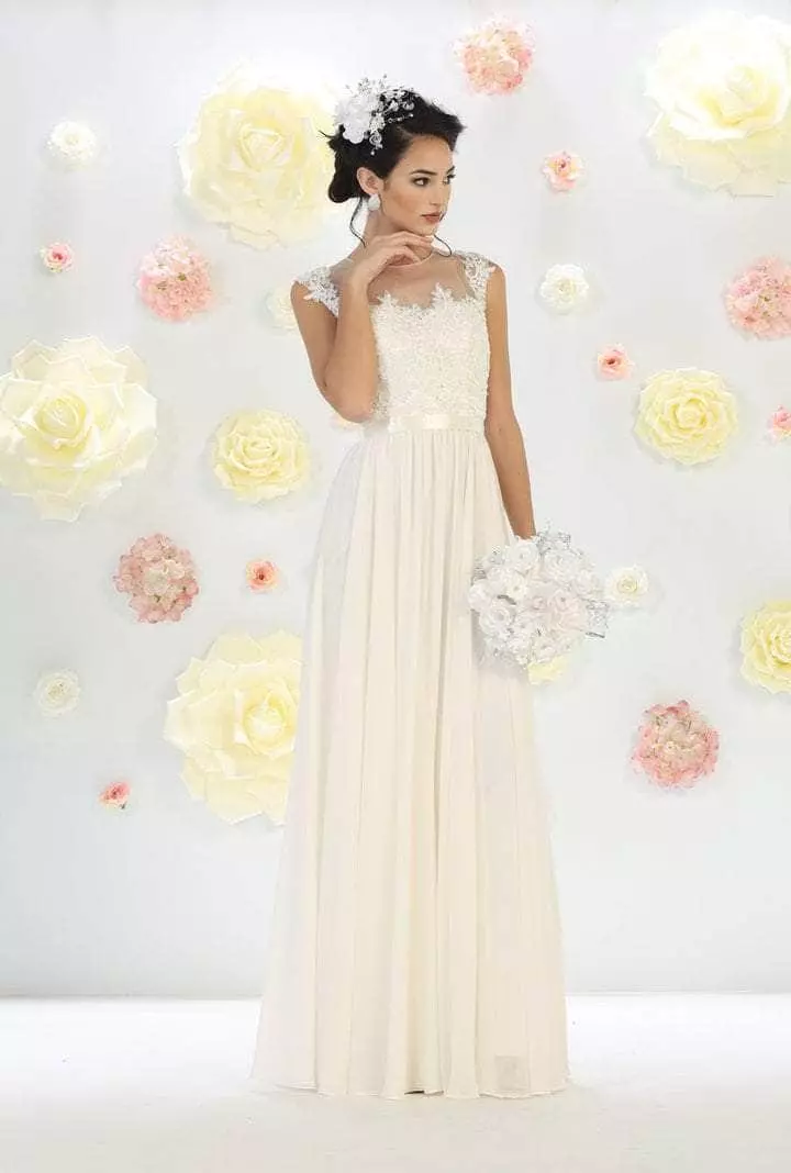 May Queen Bridal - Laced Illusion Jewel Wedding Dress MQ1428 - 1 Pc Ivory In Size 6 Available 3 May Queen Bridal - Laced Illusion Jewel Wedding Dress MQ1428 - 1 Pc Ivory In Size 6 Available