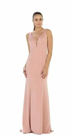 May Queen Bridal - MQ1431 Sleeveless Plunging Trumpet Gown -Wedding Dresses shop online may queen bridal mq1431 sleeveless plunging trumpet gown wedding dresses 4 blush 28730822492243