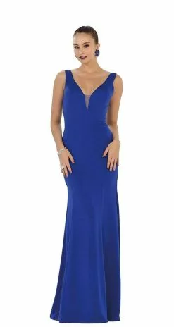 May Queen Bridal - MQ1431 Sleeveless Plunging Trumpet Gown -Wedding Dresses shop online may queen bridal mq1431 sleeveless plunging trumpet gown wedding dresses 4 royal 28730822656083