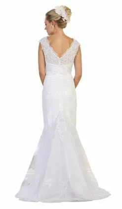 May Queen Bridal - MQ1564 Lace Bateau Mermaid Dress With Train -Wedding Dresses shop online may queen bridal mq1564 lace bateau mermaid dress with train wedding dresses 28823957340243