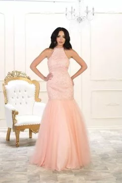 May Queen Bridal - RQ7505 Embroidered High Halter Mermaid Dress 9 May Queen Bridal - RQ7505 Embroidered High Halter Mermaid Dress -Wedding Dresses shop online may queen bridal rq7505 embroidered high halter mermaid dress special occasion dress 4 blush 5729512063033
