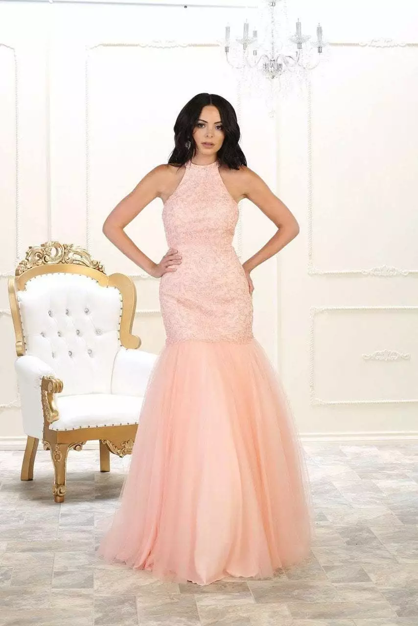 May Queen Bridal - RQ7505 Embroidered High Halter Mermaid Dress 6 May Queen Bridal - RQ7505 Embroidered High Halter Mermaid Dress - Image 4