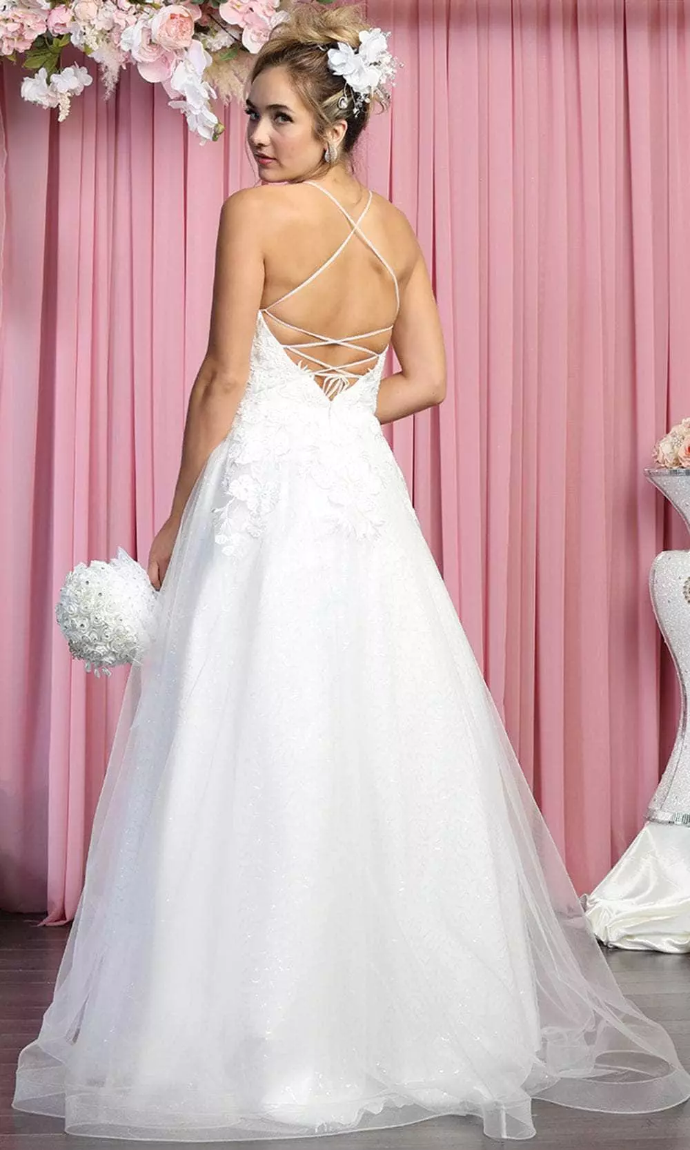 May Queen Bridal RQ7882 - Plunging Tulle Wedding Gown 4 May Queen Bridal RQ7882 - Plunging Tulle Wedding Gown - Image 2