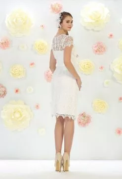 May Queen - MQ1253 Stylish Cap Sleeve Lace Formal Dress -Wedding Dresses shop online may queen mq1253 stylish cap sleeve lace formal dress ccsale 5570753626169