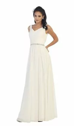 Wedding Dresses shop online 16 May Queen - MQ1400 Jeweled V-Neck Chiffon A-Line Evening Dress - 1 Pc Emerald Gr In Size 8 Available