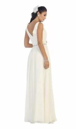 May Queen - MQ1400 Jeweled V-Neck Chiffon A-Line Evening Dress - 1 Pc Emerald Gr In Size 8 Available -Wedding Dresses shop online may queen mq1400 jeweled v neck chiffon a line evening dress 1 pc emerald gr in size 8 available ccsale 8 emerald green 10725543575635