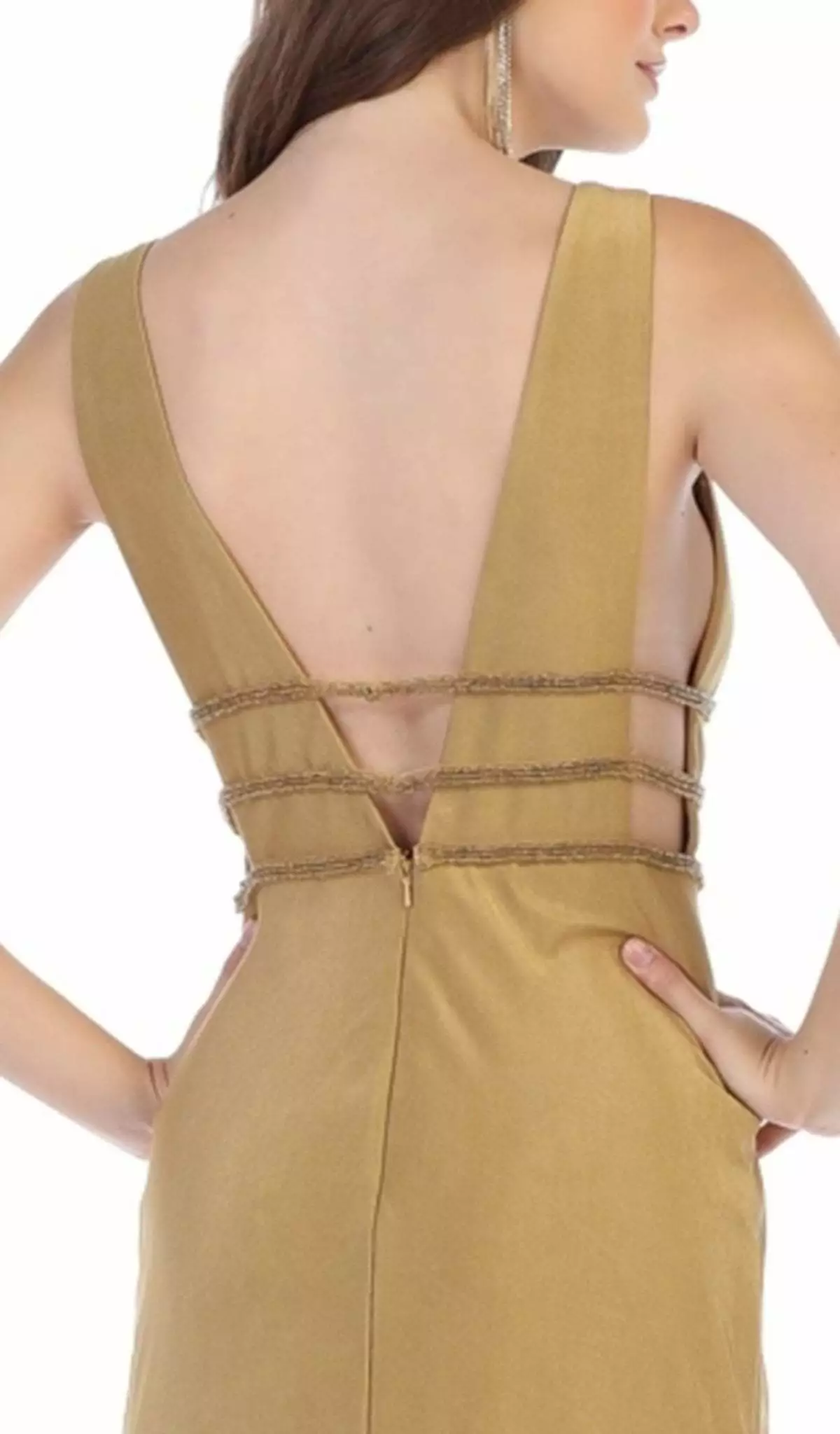 May Queen - MQ1582 Plunging Beaded Tri-Band High Slit Gown 6 May Queen - MQ1582 Plunging Beaded Tri-Band High Slit Gown - Image 4